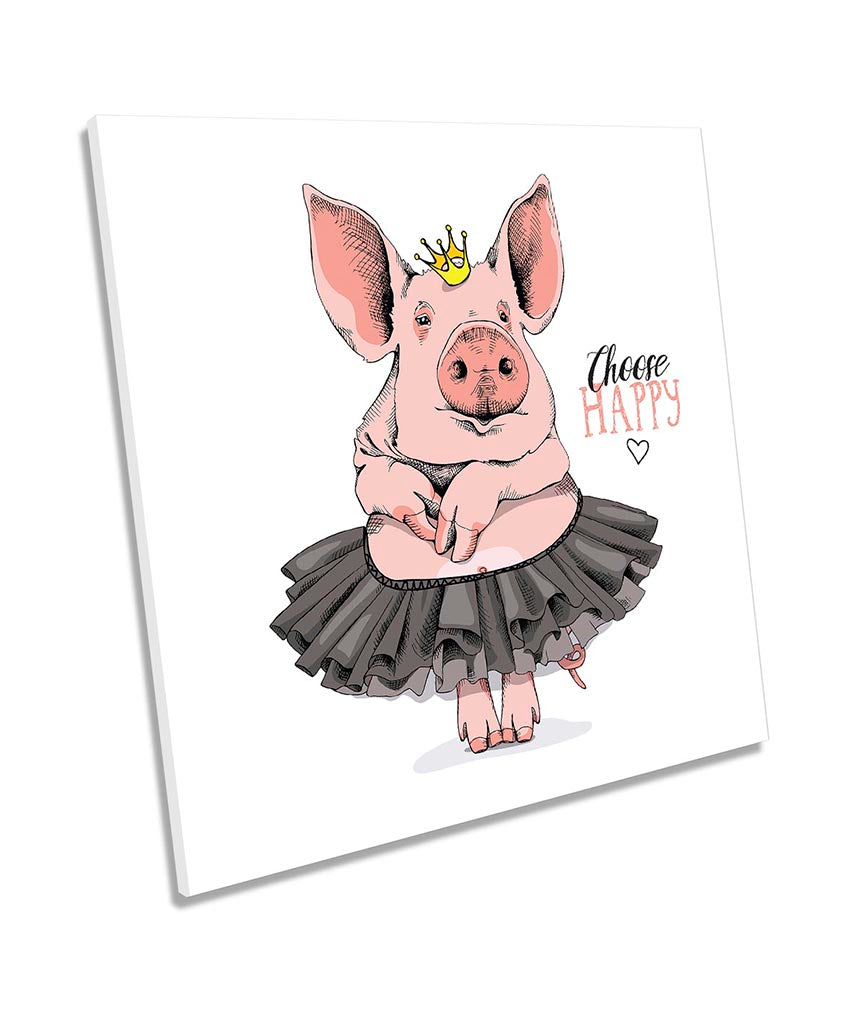 Choose Happy Funny Pig Dress Pink