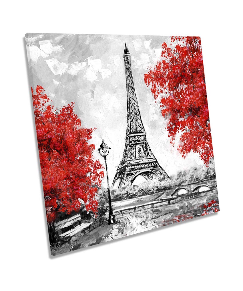 Eiffel Tower Blossom Floral Red