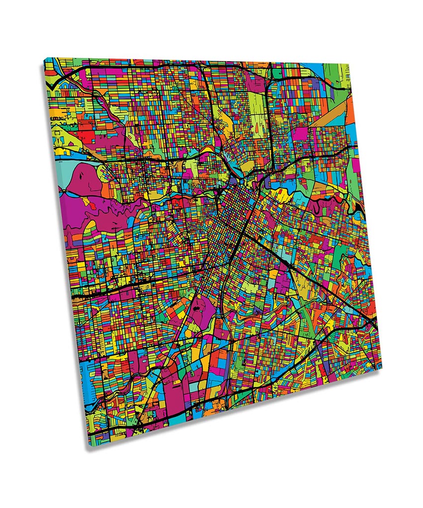 Houston City Modern Map Multi-Coloured