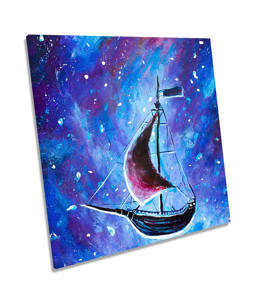 Sail Boat Outer Space Blue