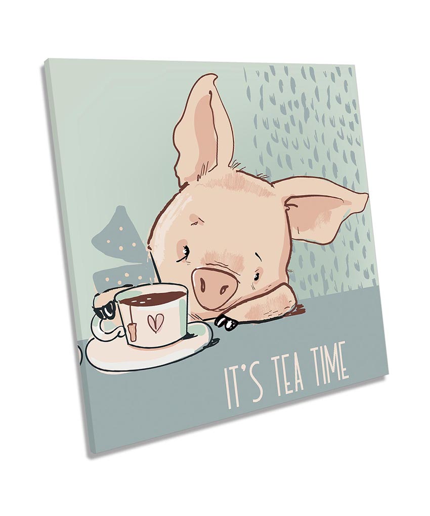 Tea Time Cute Pig Turquoise