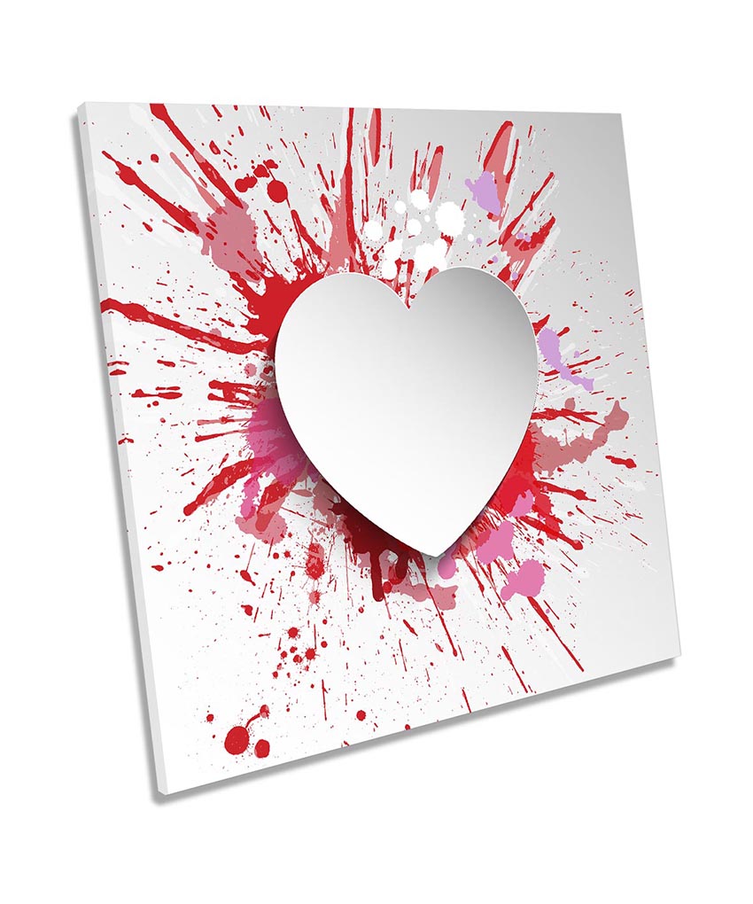 Red Love Heart Splatter White