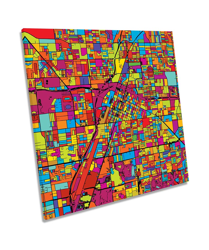 Las Vegas City Modern Map Multi-Coloured