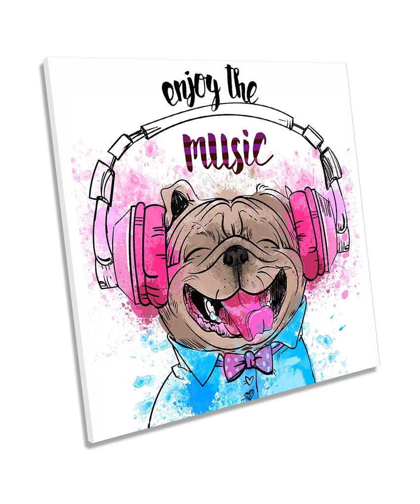 Funny Dog Music Headphones Pink