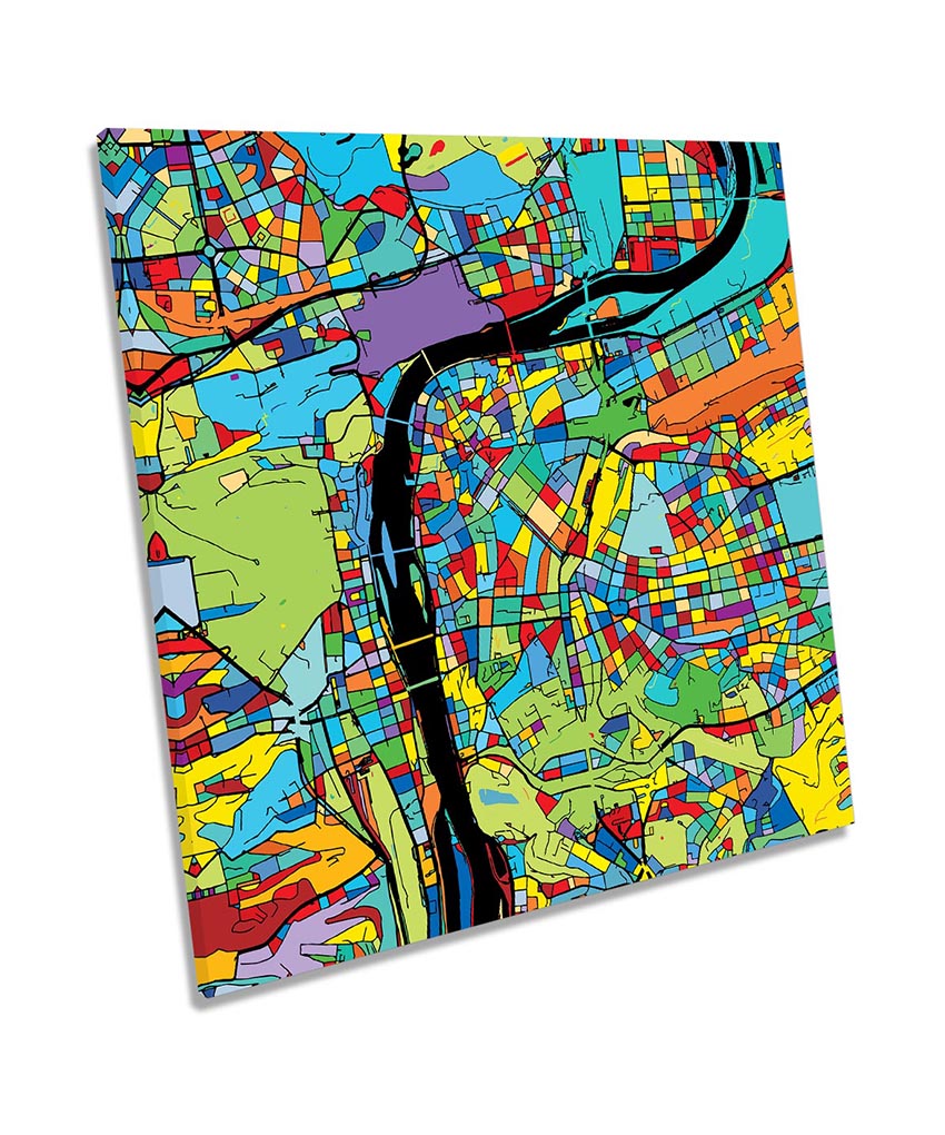 Prague City Modern Map Multi-Coloured