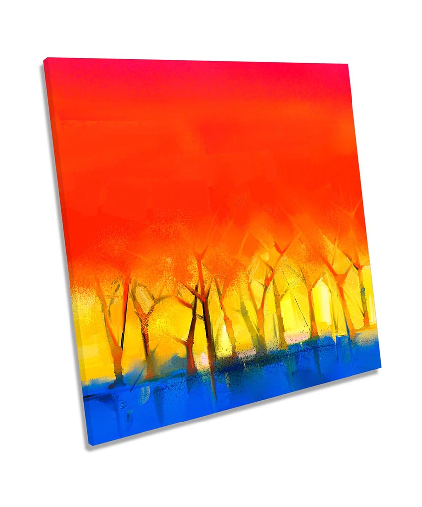 Abstract Sunset Trees Red
