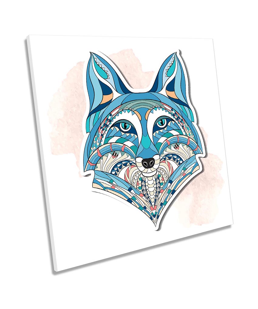 Wolf Face Geometric Blue