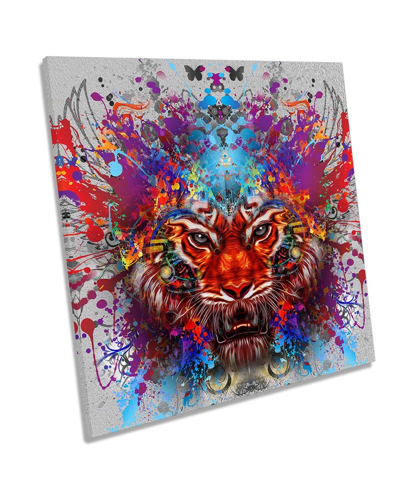 Tiger Face Angel Wings Multi-Coloured