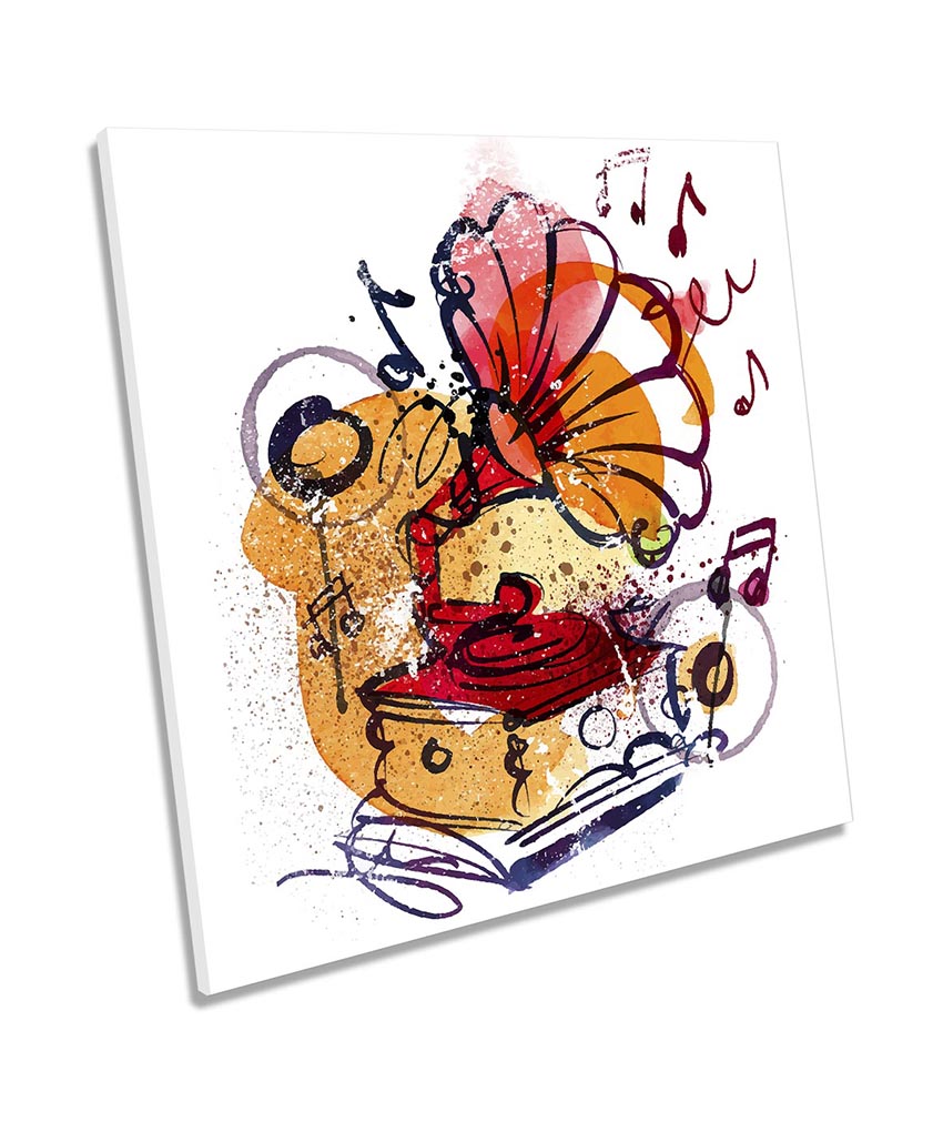 Gramophone Music Sketch Multi-Coloured
