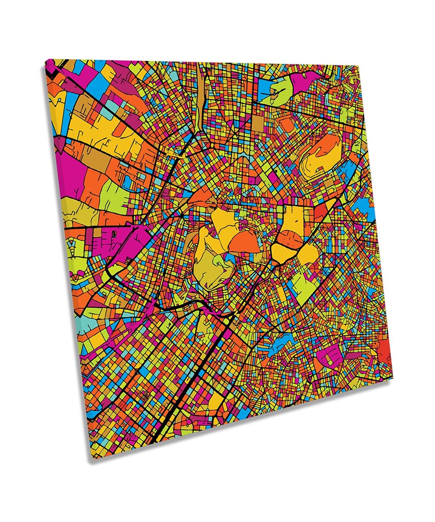 Athens City Modern Map Multi-Coloured