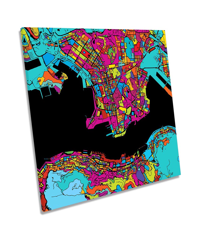 Hong Kong City Modern Map Multi-Coloured