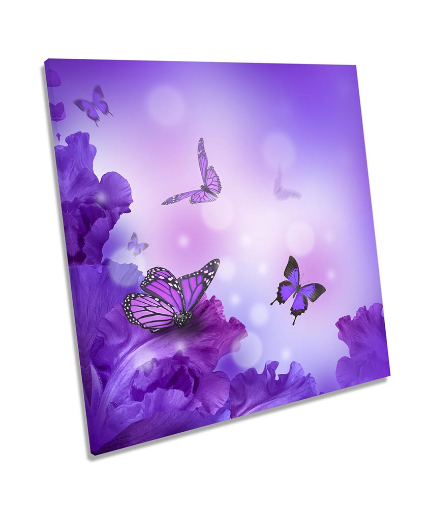 Butterflies Floral Flowers Purple