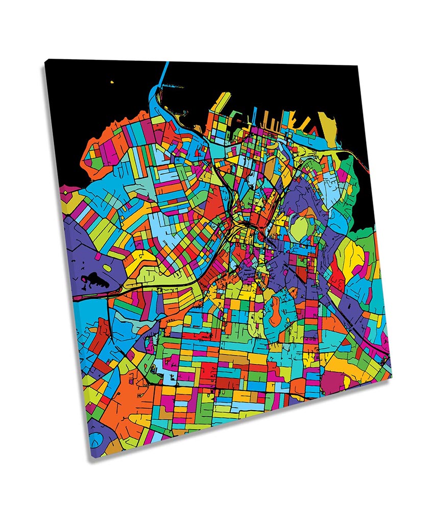 Auckland City Modern Map Multi-Coloured