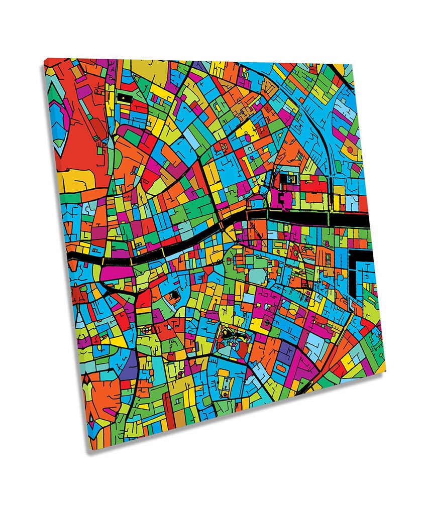 Dublin City Modern Map Multi-Coloured