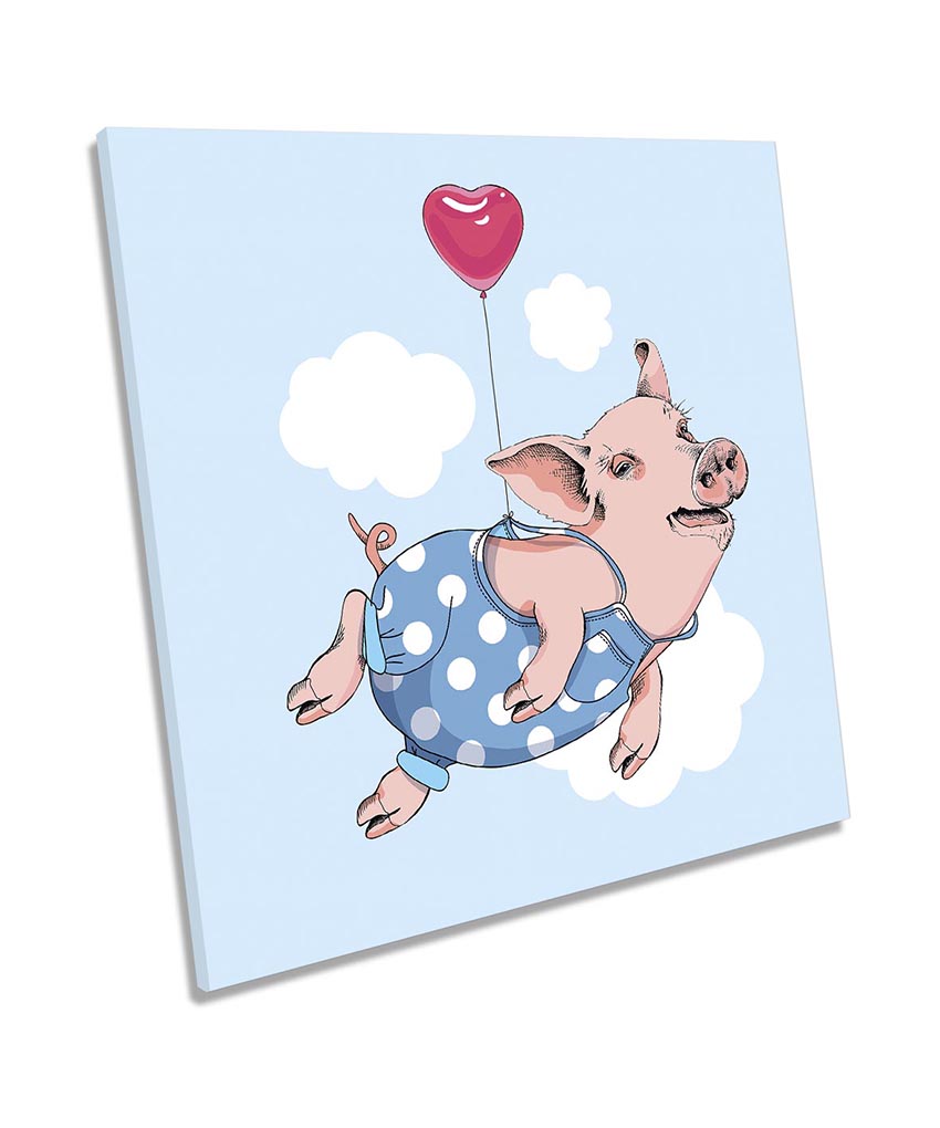 Cute Flying Pig Balloon Blue