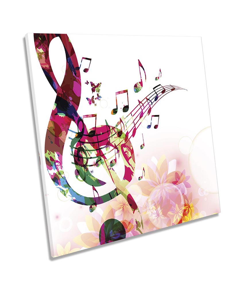 Music Note Modern Floral Pink