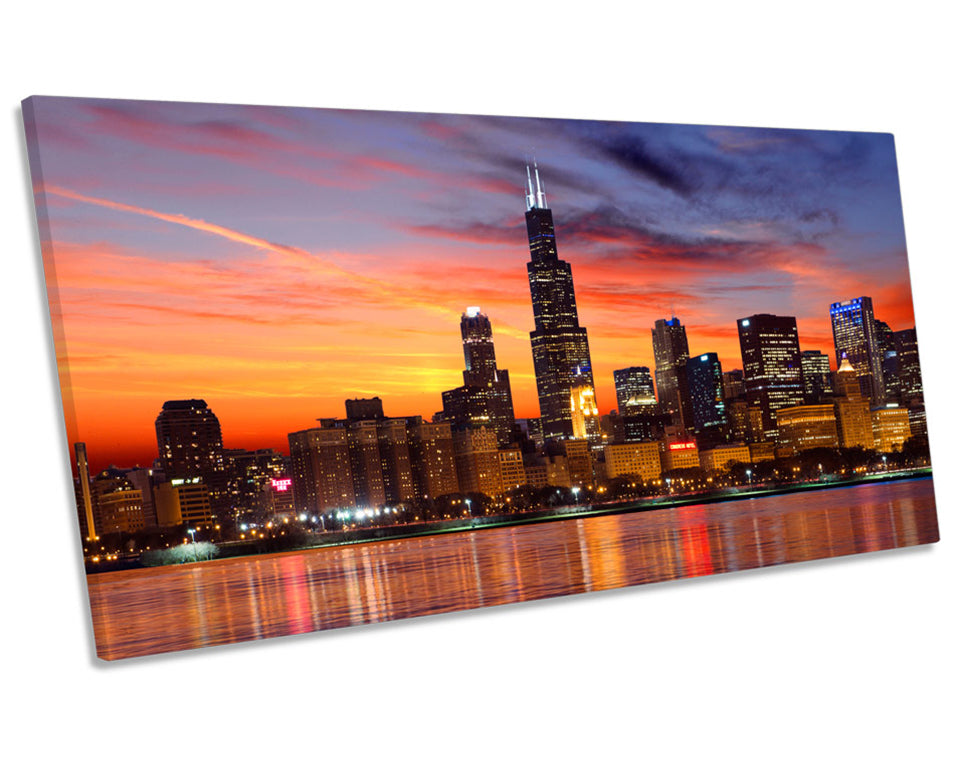 Chicago Skyline City Sunset