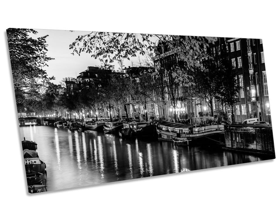 Amsterdam City Canal Night B&W