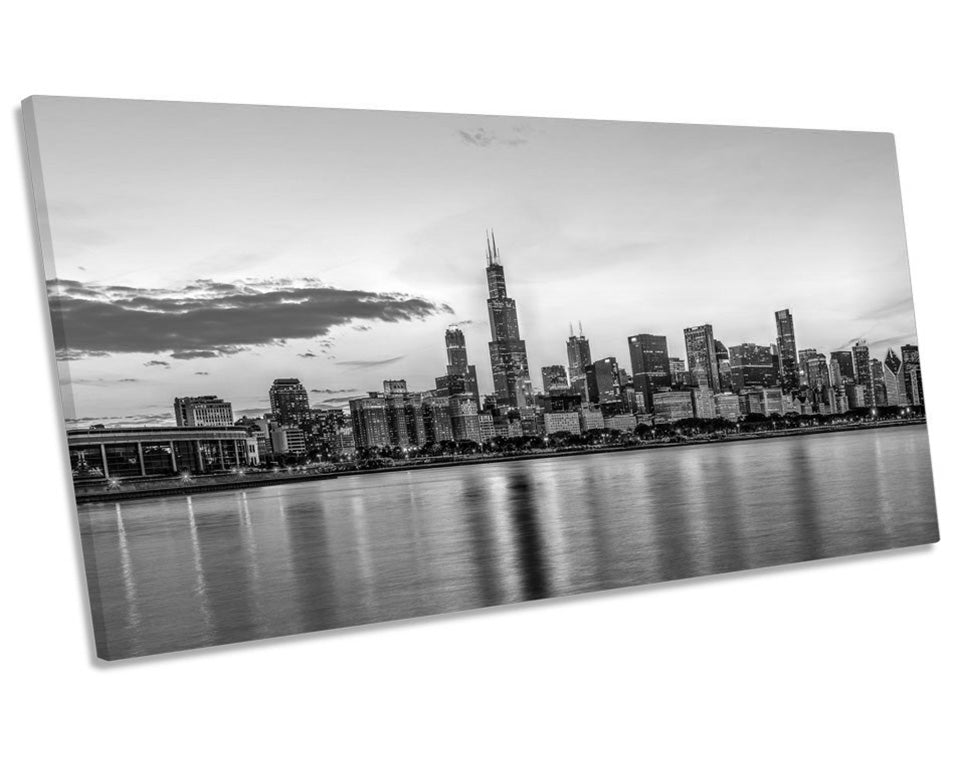 Chicago Skyline Illinois City B&W