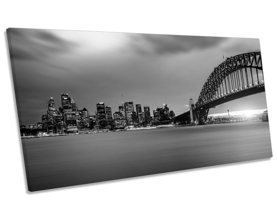 Sunset Sydney Harbour Skyline B&W