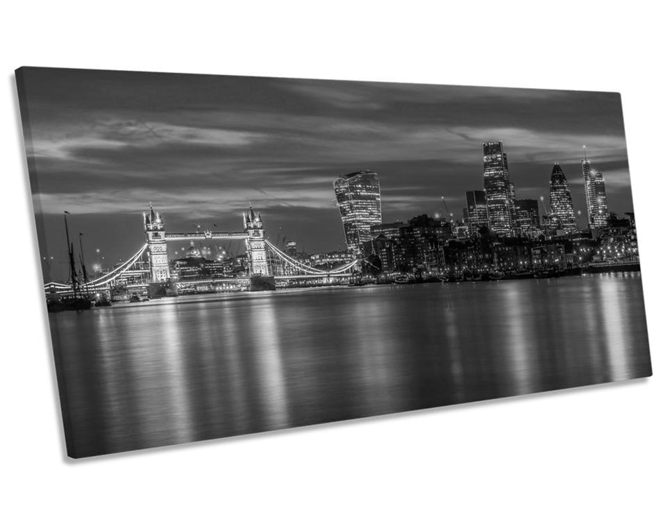 London Skyline City River Thames B&W