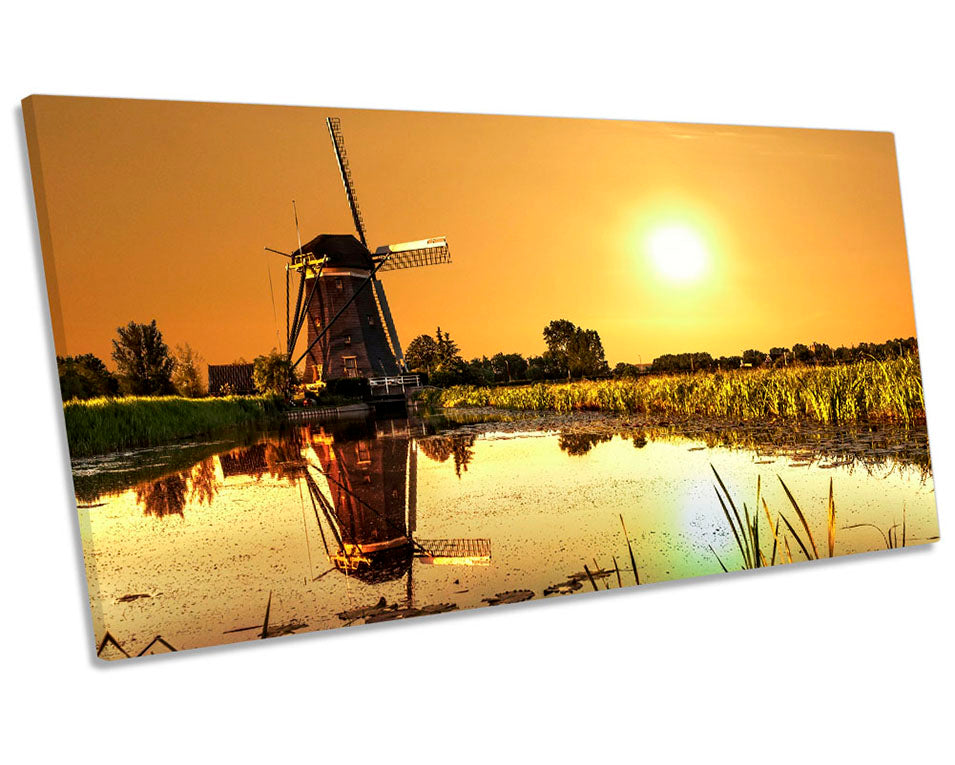 Sunset Windmill Landscape Picture