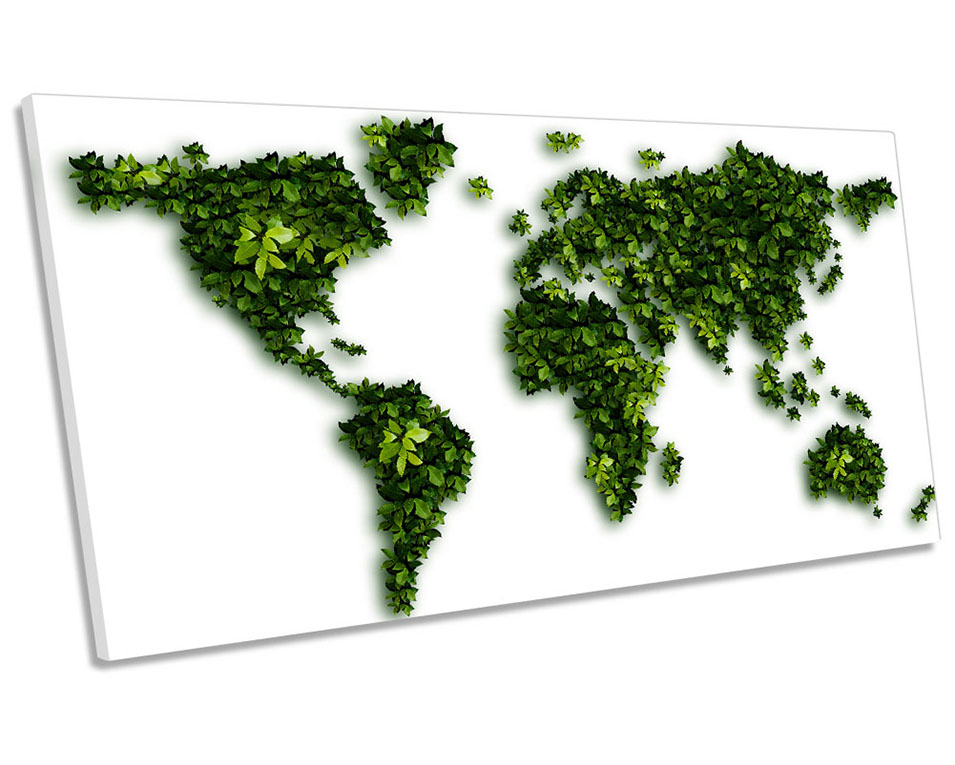 World Map Green Leaves Picture