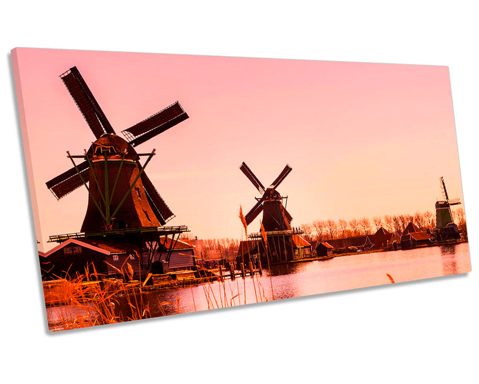 Windmills Holland Sunset Picture