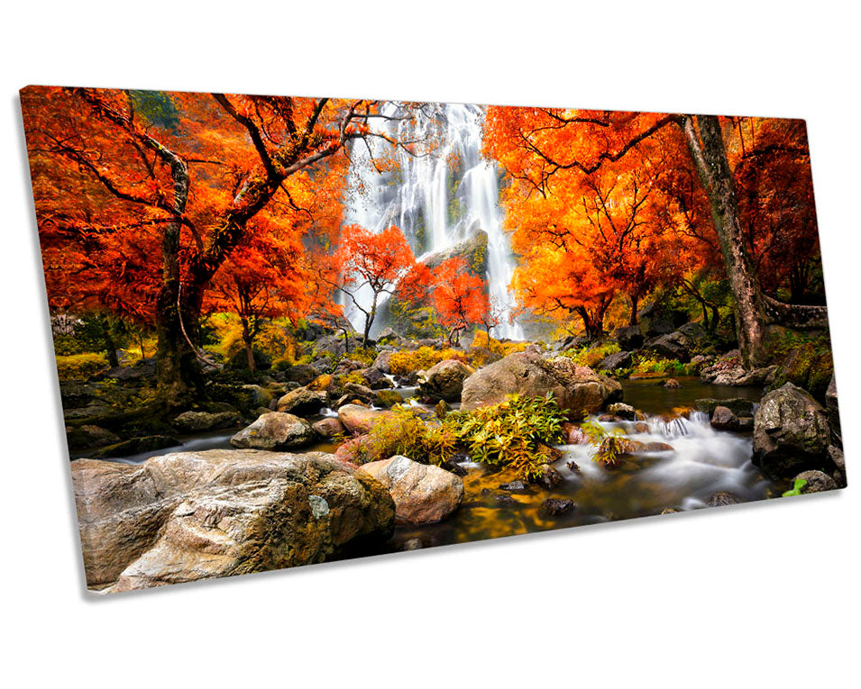 Orange Waterfall Forest Picture