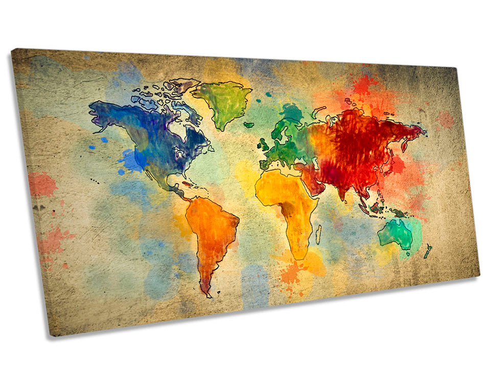 Map World Grunge Multi Colour