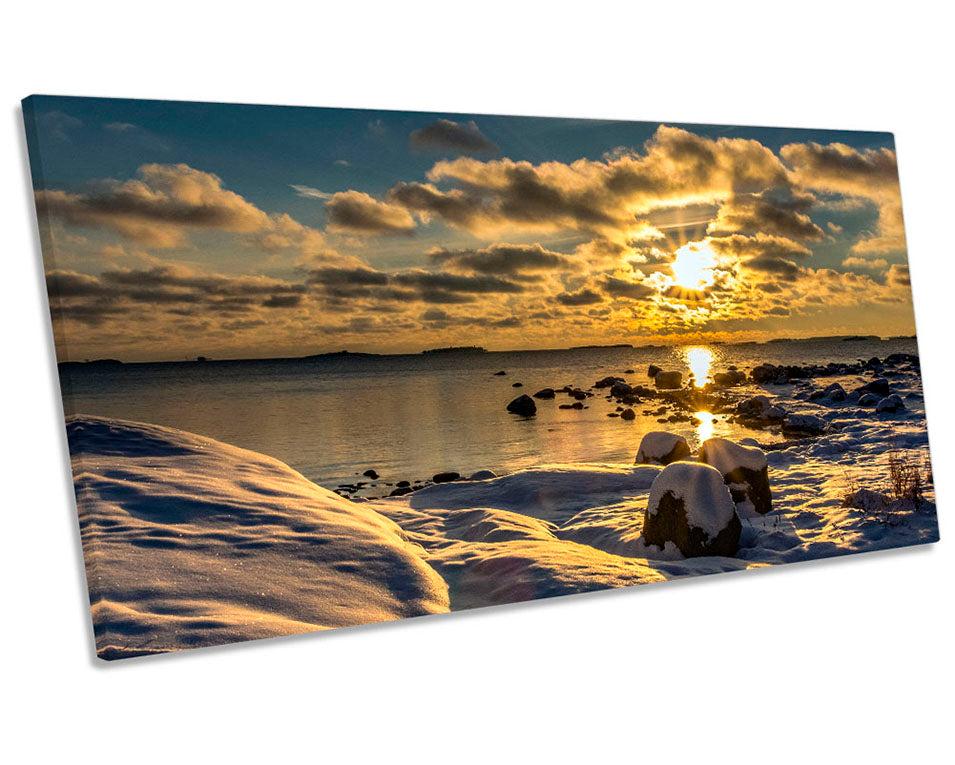 Sunset Finland Beach Snow