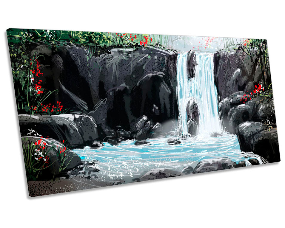 Waterfall Landscape Modern Multi-Coloured