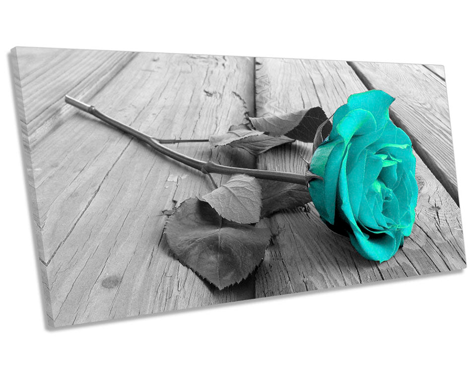 Rose Flower Floral Floorboard Turquoise