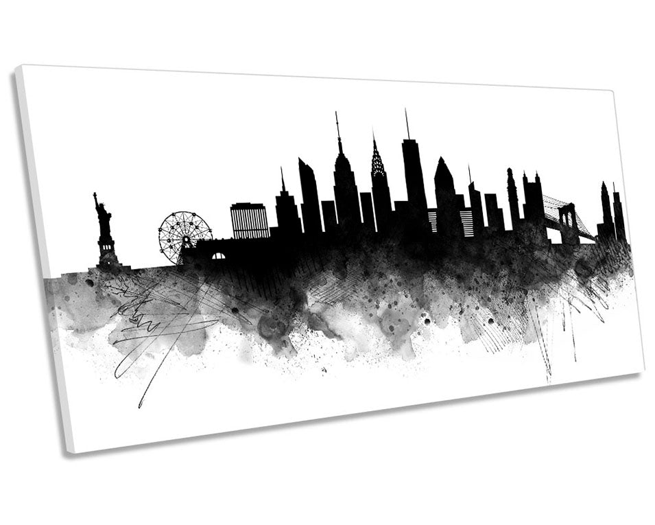 New York Abstract City Skyline Black