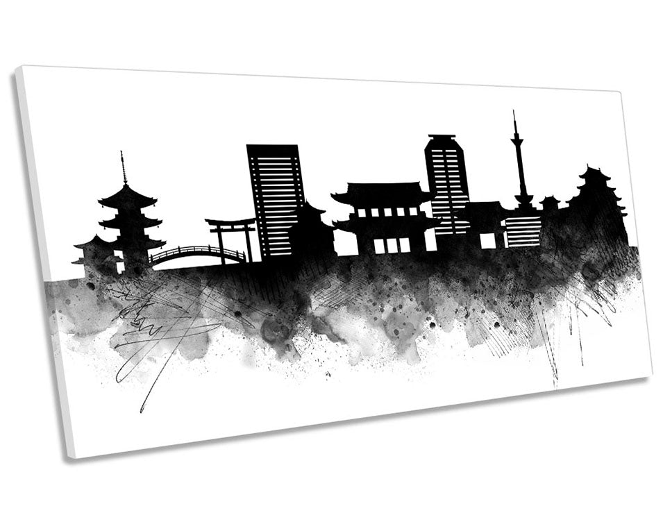 Kyoto Abstract City Skyline Black