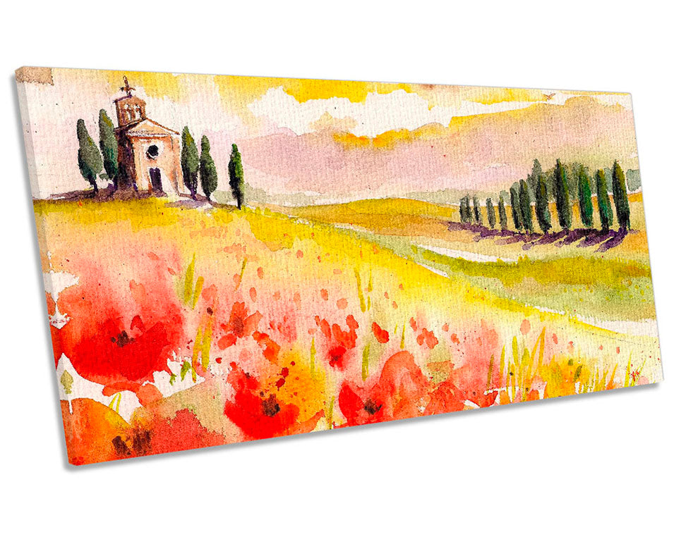 Tuscany Landscape Flowers Red