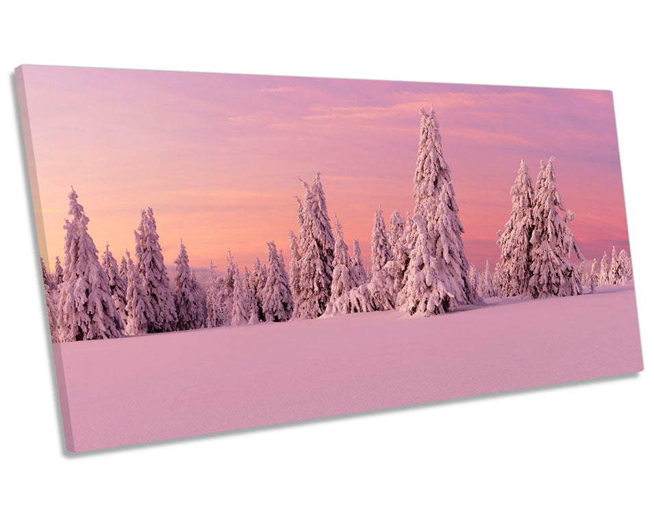 Winter Snow Landscape Trees Pink