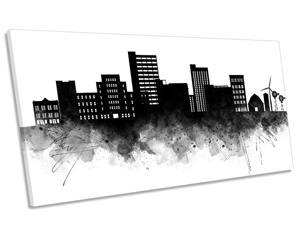 Lubbock Abstract City Skyline Black