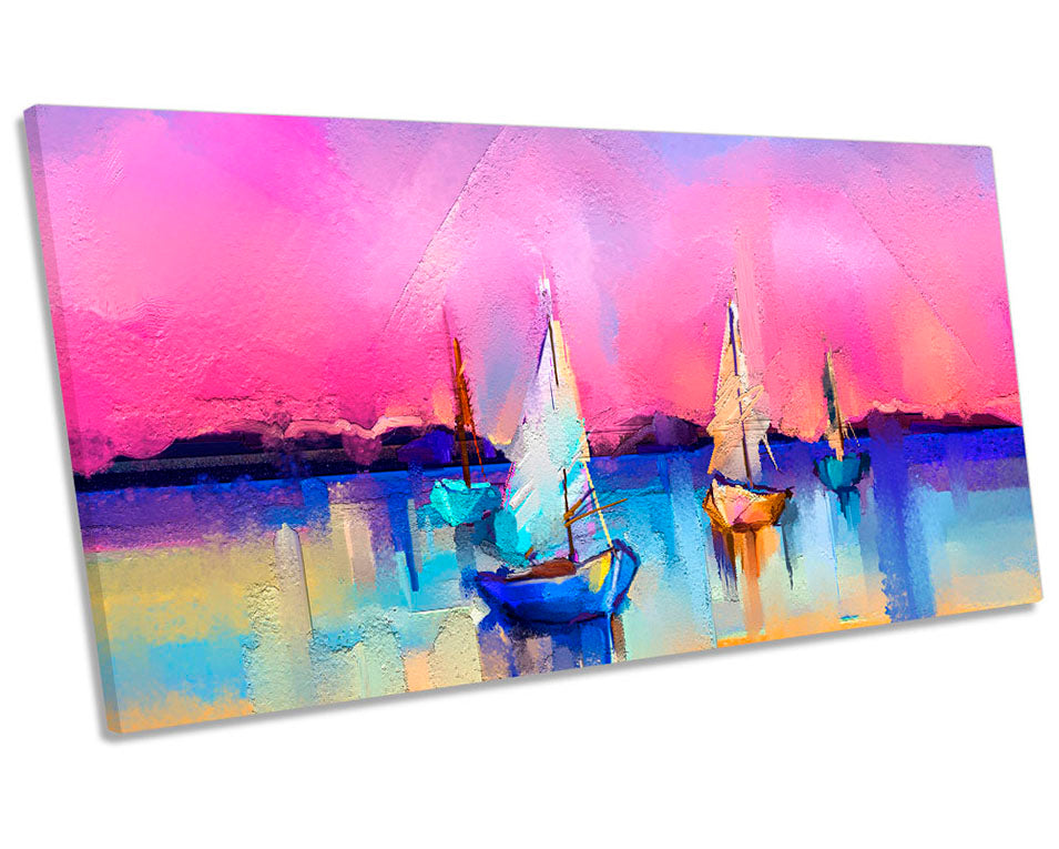 Sunset Boats Abstract Modern Pink