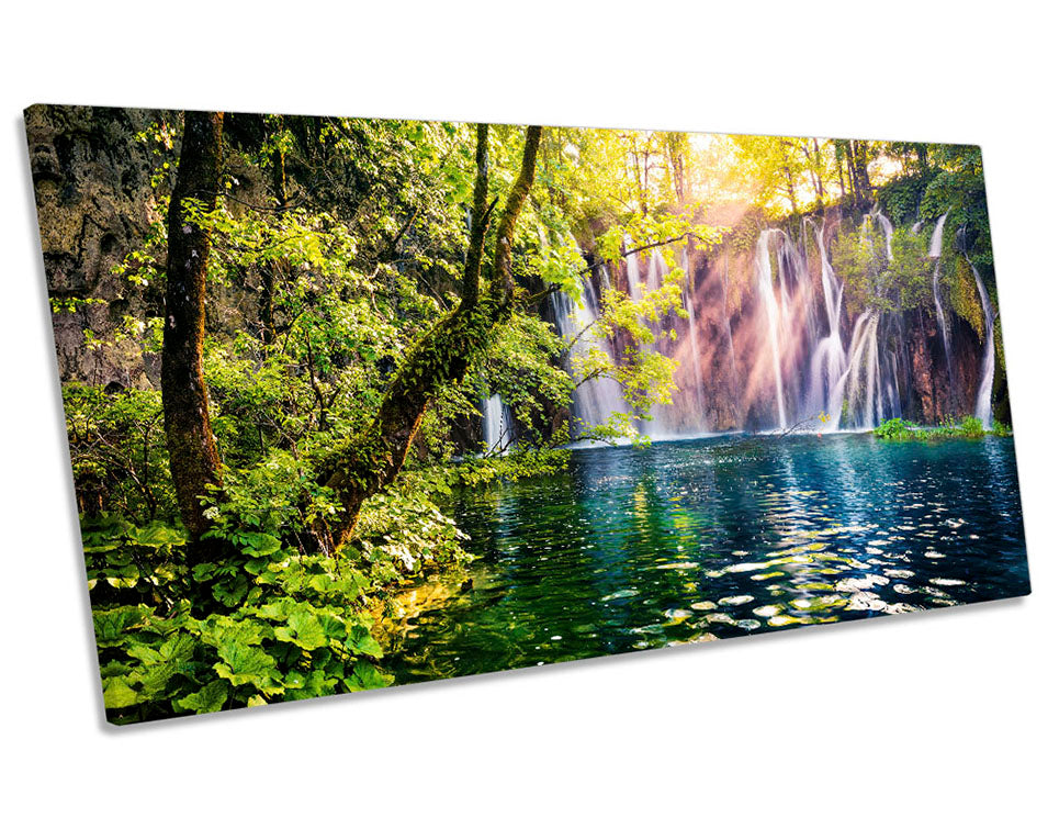 Tropical Waterfall Forest Green
