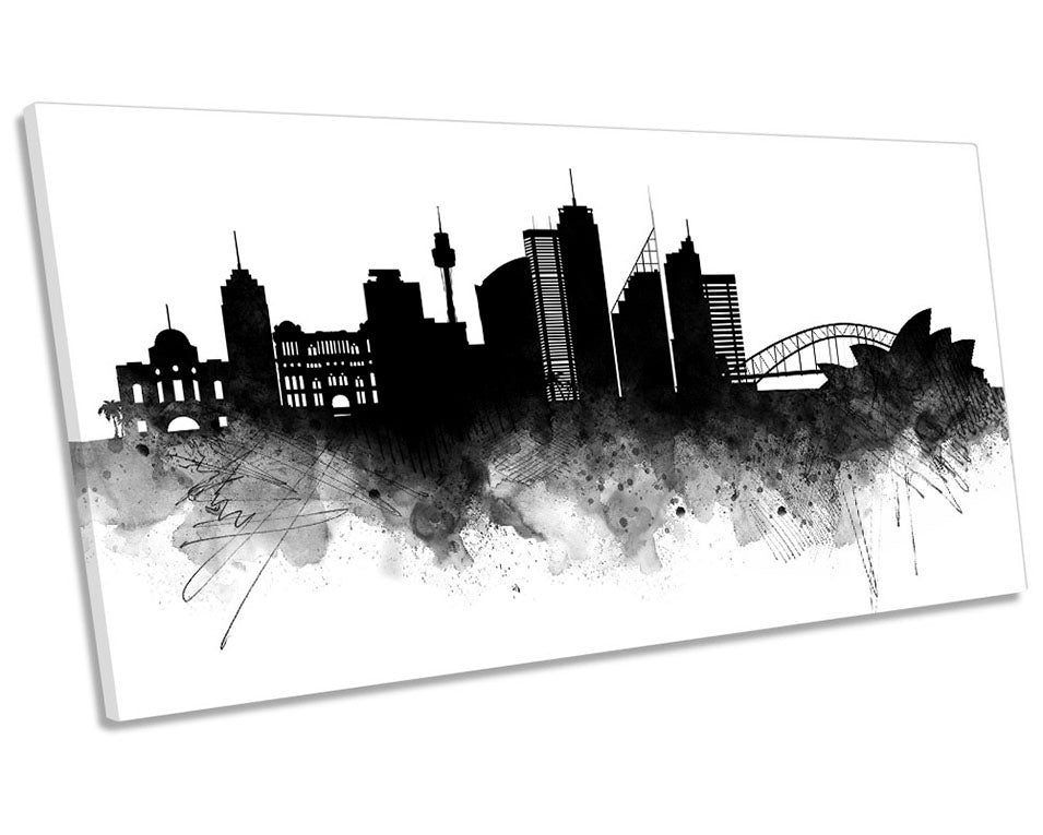 Sydney Abstract City Skyline Black
