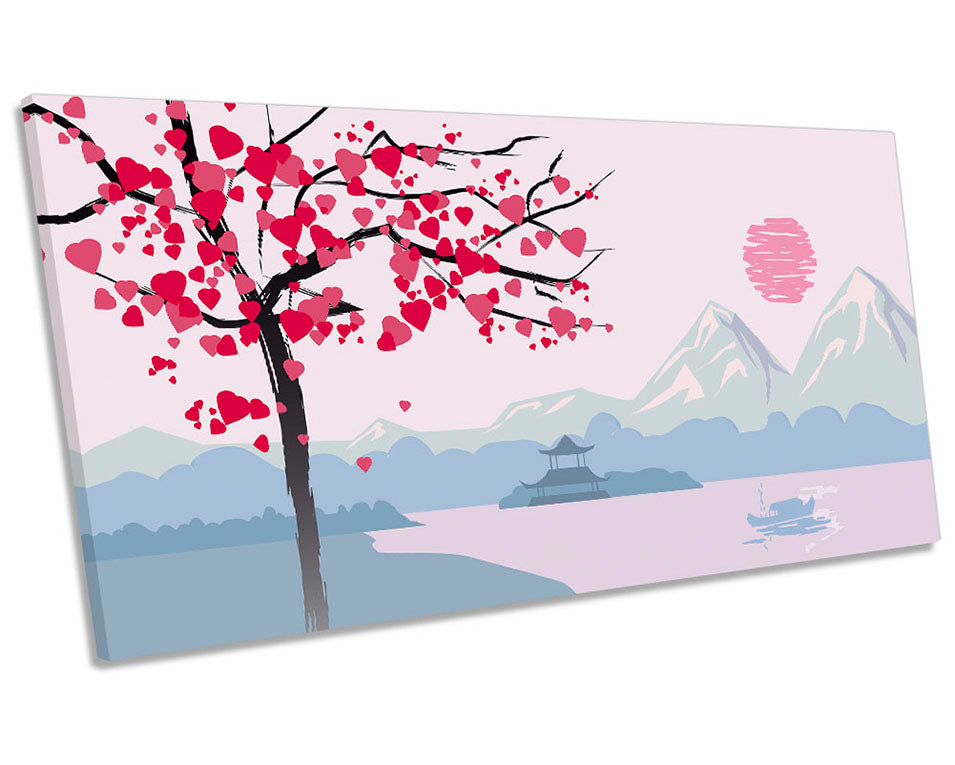 Japanese Asian Landscape Pink