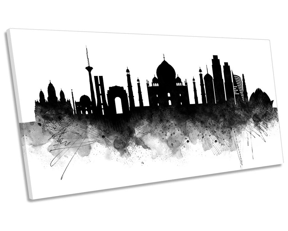 New Delhi Abstract City Skyline Black