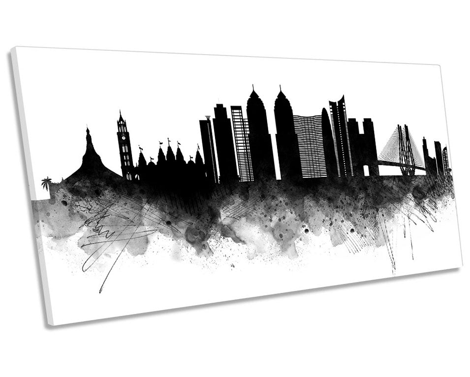 Mumbai Abstract City Skyline Black