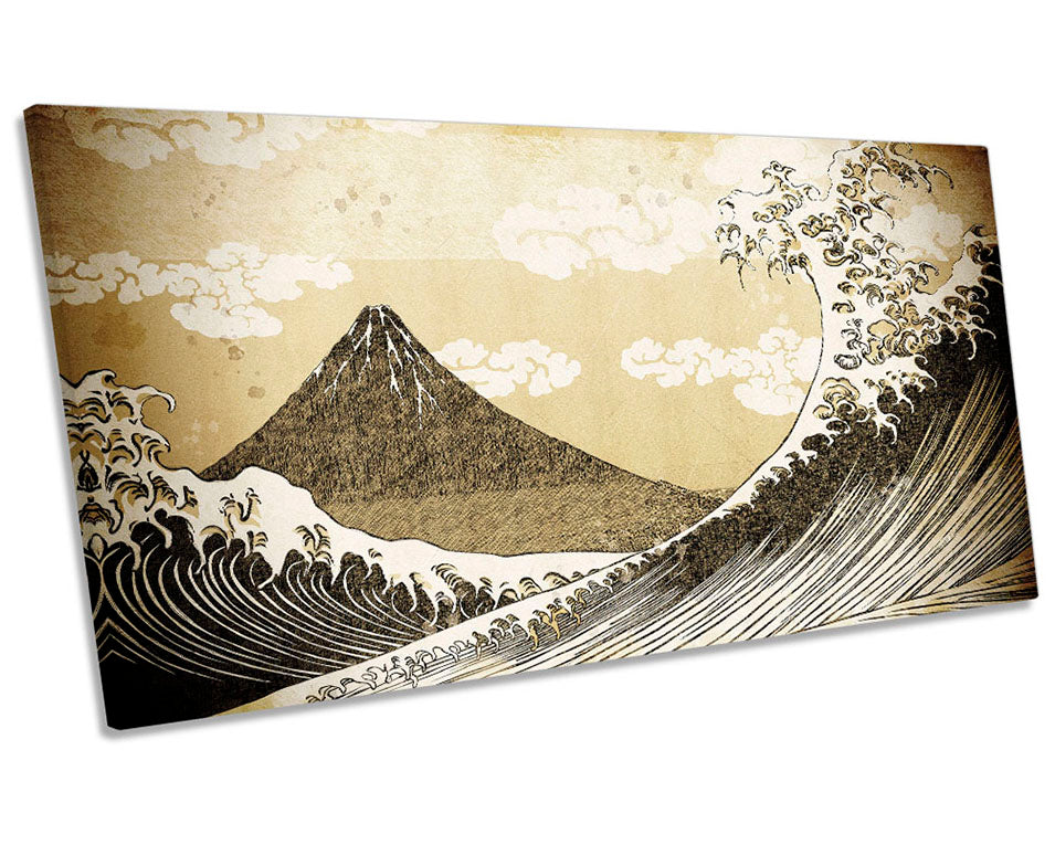 Japanese Style Big Wave Retro Beige
