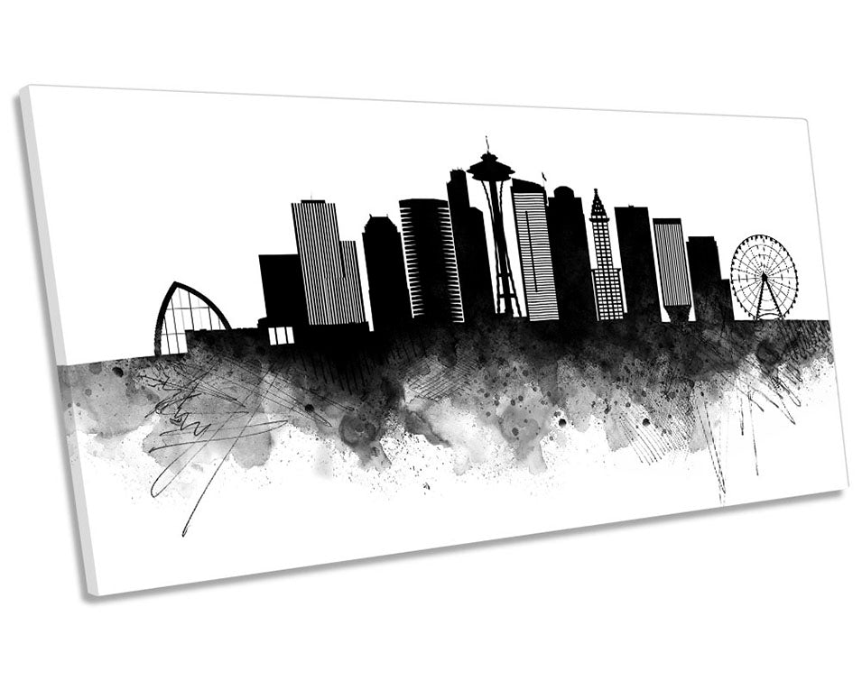 Seattle Abstract City Skyline Black