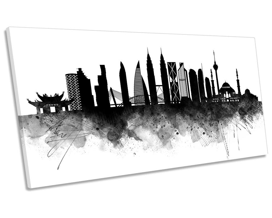 Kuala Lumpur Abstract City Skyline Black