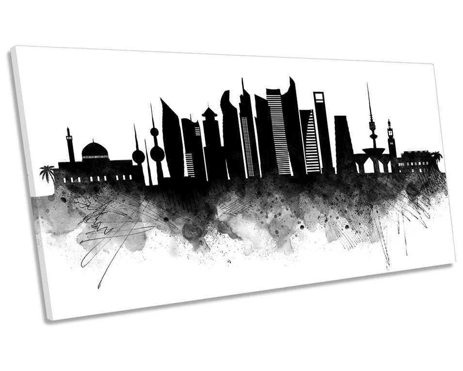 Kuwait City Abstract Skyline Black