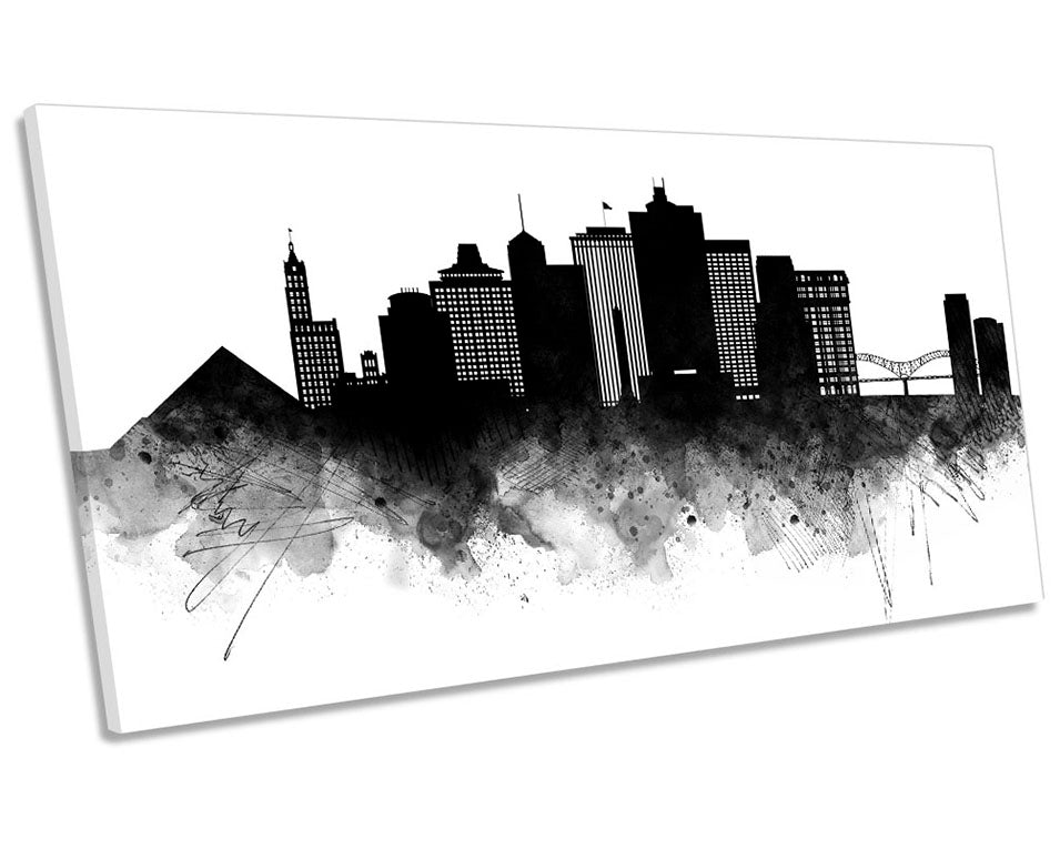 Memphis Abstract City Skyline Black