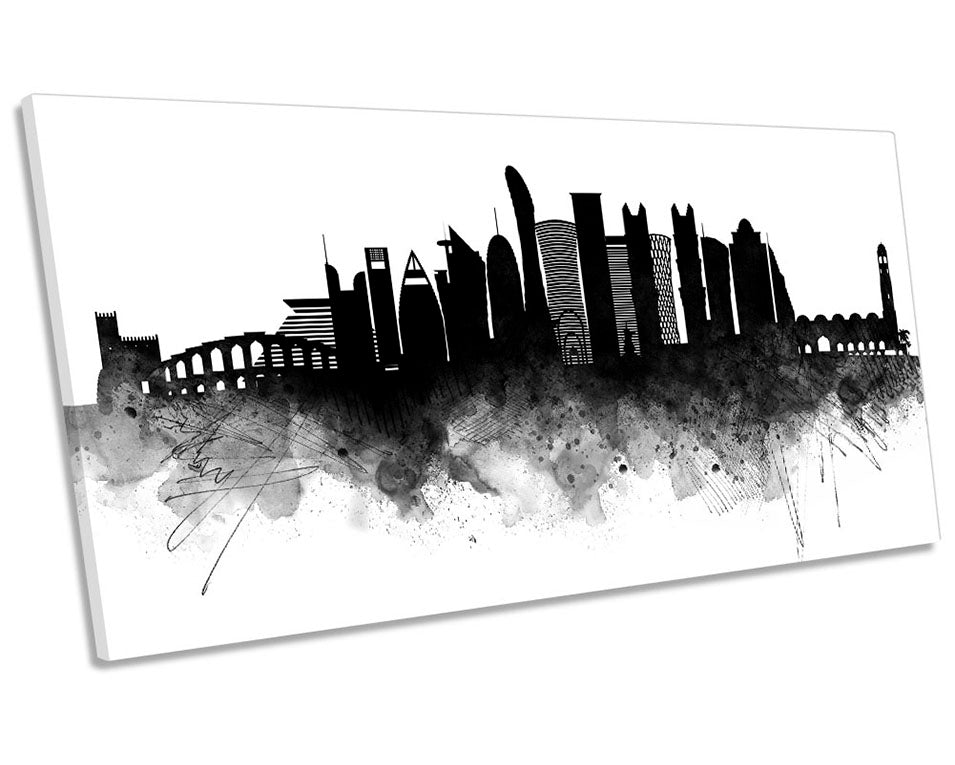 Doha Abstract City Skyline Black